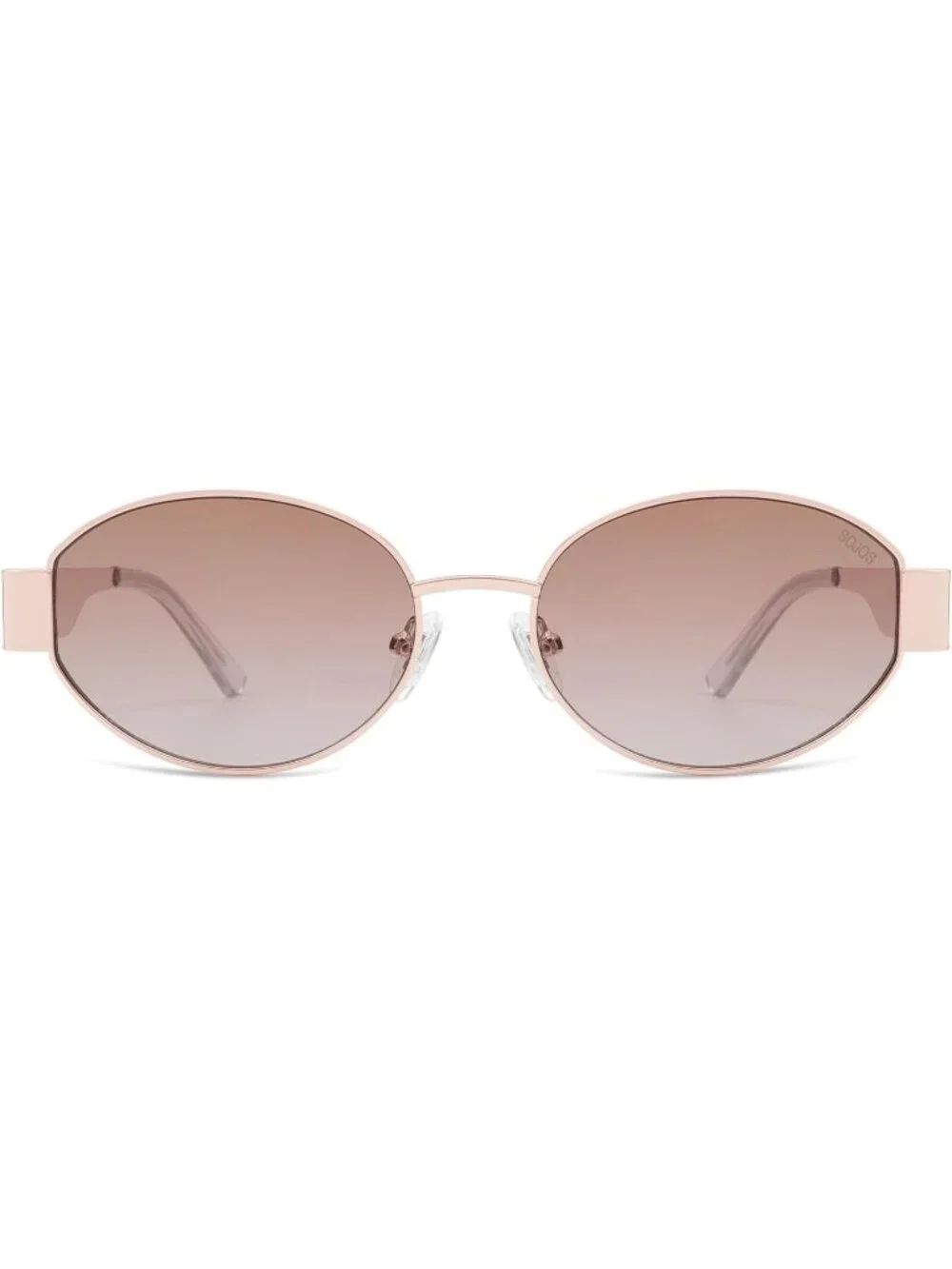Women's Rose Gold Pink Lens Oval Trendy Shades UV400 Protection Sunglasses
